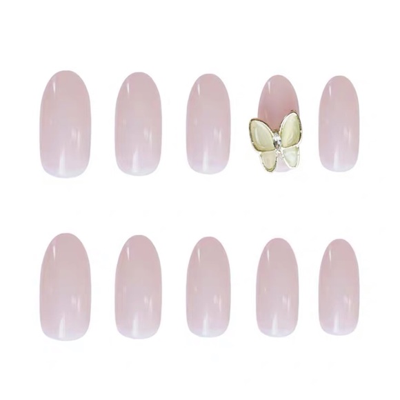 Butterfly Charm Press-on Nail Nude - Picture 3 of 7